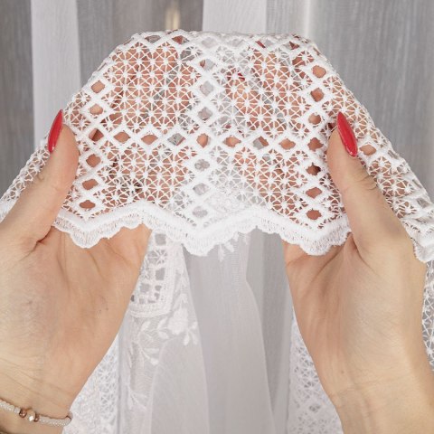 Firanka haftowana na metry 006260 wysokość 290 cm kolor biały