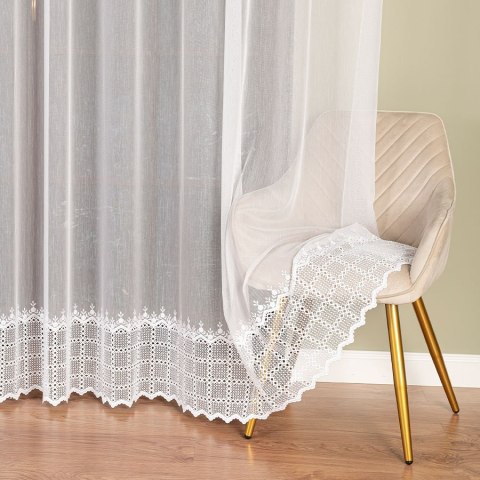 Firanka haftowana na metry 006260 wysokość 290 cm kolor biały