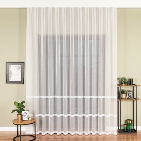 Firanka haftowana ze wzorem na samym dole, wysokość 290cm, kolor 001 biały 013417/MIR/001/000290/1