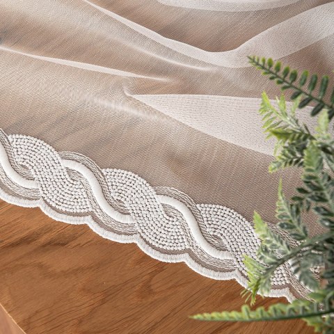 Firanka haftowana ze wzorem na samym dole, wysokość 290cm, kolor 001 biały 013417/MIR/001/000290/1