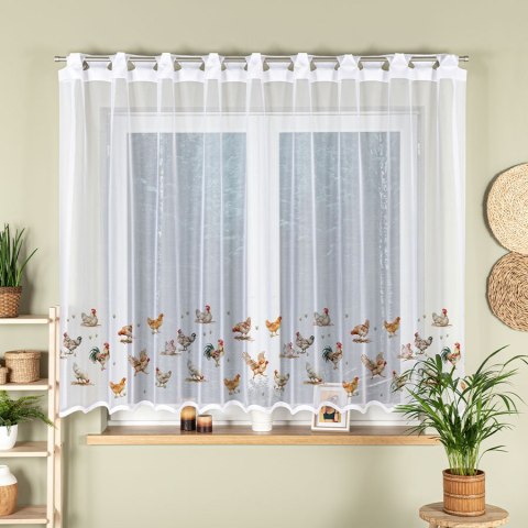 KURY Firanka żakardowa odpasowana na prosto, szerokość 300 x wysokość 160cm, kolor 001 biały D00298/FOP/001/000161/1