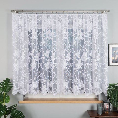 Firanka żakardowa ze wzorem po całości wysokość 140cm, kolor 001 biały 023338/000/001/000140/1