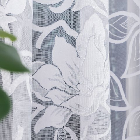 Firanka żakardowa ze wzorem po całości wysokość 140cm, kolor 001 biały 023338/000/001/000140/1