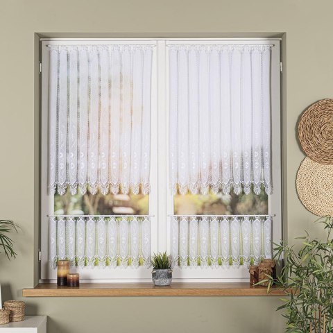 Zazdrostka haftowana panelowa na batyście, wysokość 30cm, kolor 001 biały 093003/388/001/000030/1