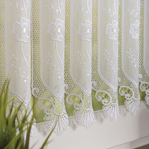 Zazdrostka haftowana panelowa na batyście, wysokość 30cm, kolor 001 biały 093003/388/001/000030/1