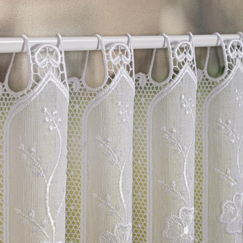 Zazdrostka haftowana panelowa na batyście, wysokość 30cm, kolor 001 biały 093003/388/001/000030/1