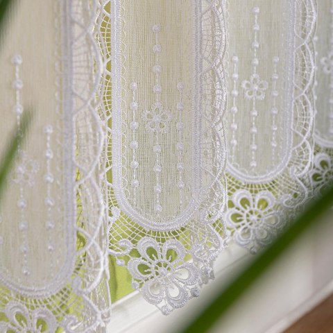 Zazdrostka haftowana panelowa na batyście, wysokość 30cm, kolor 001 biały 093721/388/001/000030/1