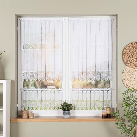 Zazdrostka haftowana panelowa na batyście, wysokość 90cm, kolor 001 biały 096269/388/001/000090/1