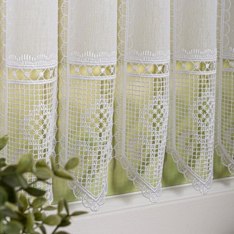 Zazdrostka haftowana panelowa na batyście, wysokość 90cm, kolor 001 biały 096269/388/001/000090/1