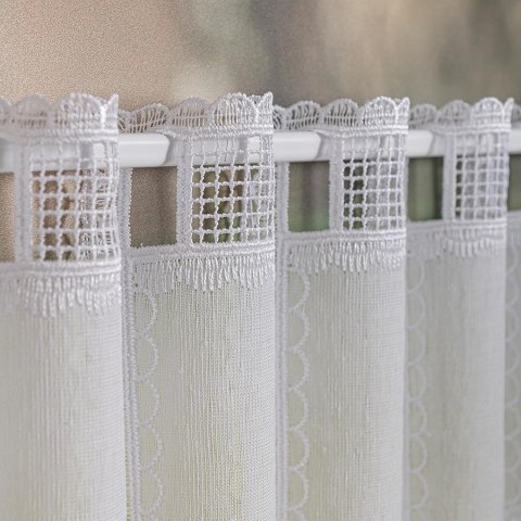 Zazdrostka haftowana panelowa na batyście, wysokość 90cm, kolor 001 biały 096269/388/001/000090/1