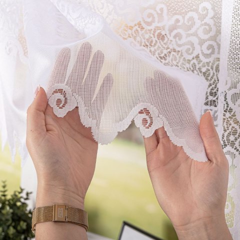 MODESTA Firanka żakardowa gotowa, szerokość 500 x wysokość 160cm, kolor 001 biały 017173/FBL/001/500160/1