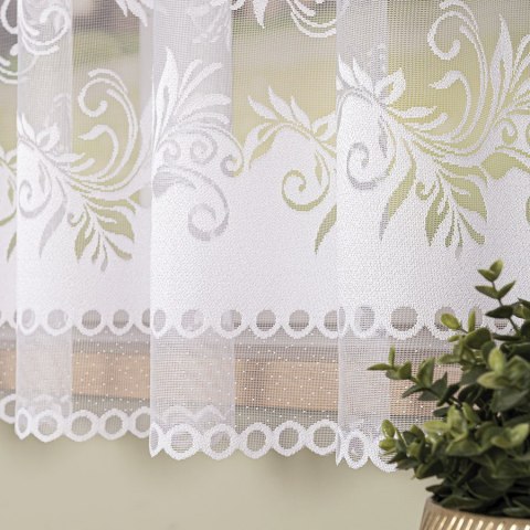 Firanka żakardowa ze wzorem pasowym, wysokość 170cm, kolor 001 biały 018074/000/001/000170/1