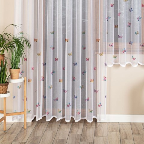 MOTYLKI Firanka żakardowa odpasowana na prosto, szerokość 300 x wysokość 230cm, kolor 001 biały D00310/FOP/001/000231/1