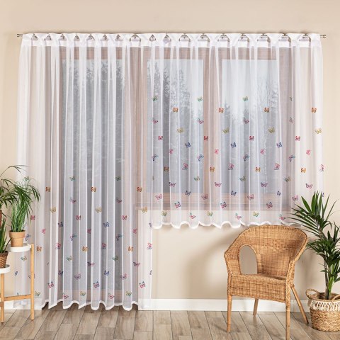 MOTYLKI Firanka żakardowa odpasowana na prosto, szerokość 300 x wysokość 230cm, kolor 001 biały D00310/FOP/001/000231/1