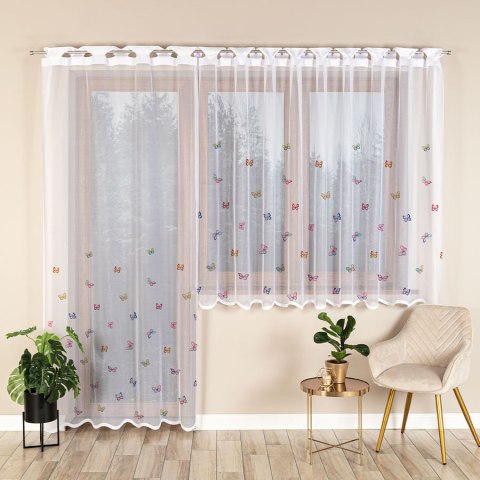 MOTYLKI Firanka żakardowa odpasowana na prosto, szerokość 140 x wysokość 240cm, kolor 001 biały D00310/FOP/001/000241/1