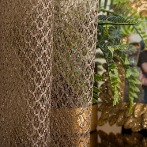 Firanka fantazyjna z ołowianką, wysokość 300cm, kolor 005 ciemny beżowy 475033/OLO/005/000300/1