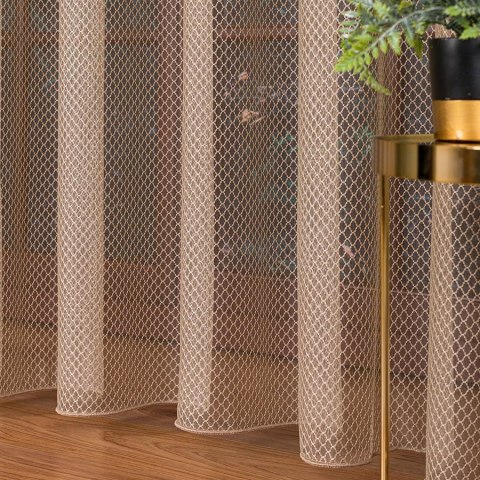 Firanka fantazyjna z ołowianką, wysokość 300cm, kolor 005 ciemny beżowy 475033/OLO/005/000300/1