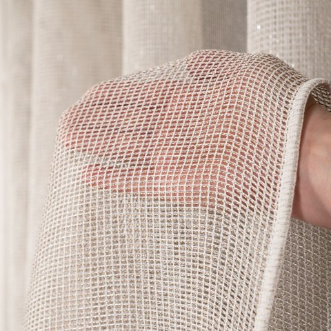 MALIA Firana fantazyjna z ołowianką, wysokość 300cm, kolor 005 beżowy 578039/OLO/005/000300/1