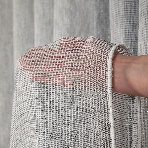 MALIA Firana fantazyjna z ołowianką, wysokość 300cm, kolor 006 szary 578039/OLO/006/000300/1