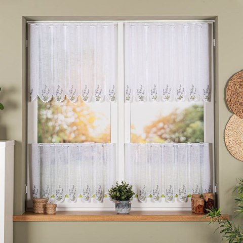 Zazdrostka haftowana panelowa na batyście, wysokość 60cm, kolor 001 biały 034826/420/001/000060/1