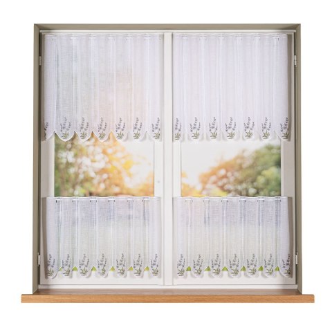 Zazdrostka haftowana panelowa na batyście, wysokość 60cm, kolor 001 biały 034826/420/001/000060/1