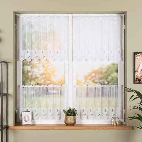 Zazdrostka panelowa haftowana na woalu, wysokość 45cm, kolor 001 biały 034665/233/001/000045/1