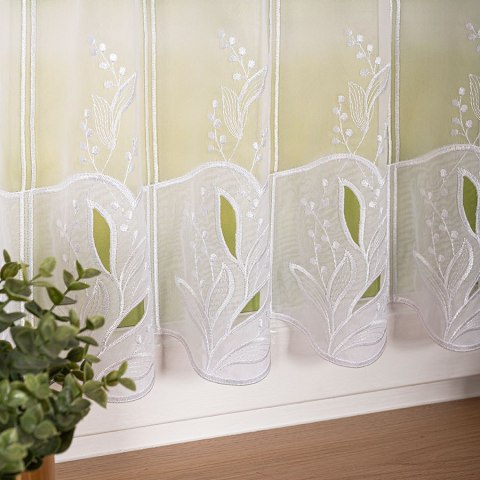 Zazdrostka panelowa haftowana na woalu, wysokość 45cm, kolor 001 biały 034665/233/001/000045/1