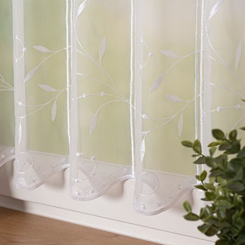 Zazdrostka panelowa haftowana na woalu, wysokość 45cm, kolor 001 biały 054464/233/001/000045/1