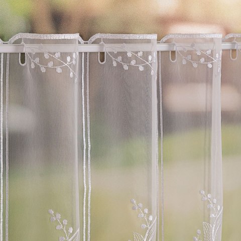 Zazdrostka panelowa haftowana na woalu, wysokość 60cm, kolor 001 biały 034665/233/001/000060/1