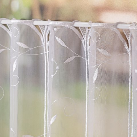 Zazdrostka panelowa haftowana na woalu, wysokość 75cm, kolor 001 biały 054464/233/001/000075/1