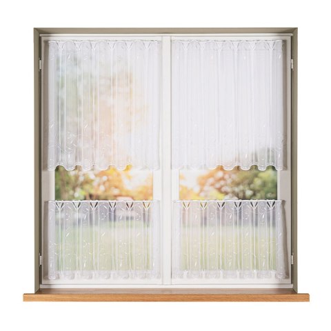 Zazdrostka panelowa haftowana na woalu, wysokość 75cm, kolor 001 biały 054464/233/001/000075/1