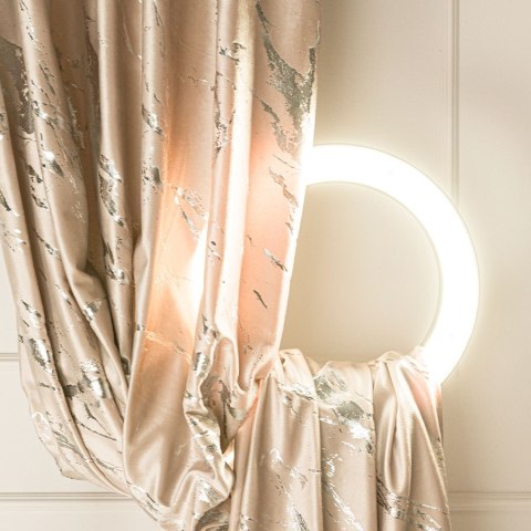 MARMA Zasłona gotowa na przelotkach, szerokość 140cm x wysokość 250cm, kolor 003 jasny beżowy ze srebrnym nadrukiem na VELVI TD0