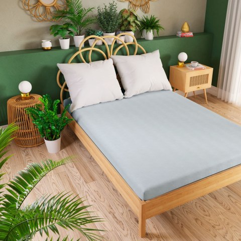 DREAMY PREMIUM Prześcieradło jersey z gumką, szerokość 120 x wysokość 200cm, kolor 015 niebieski 100033/JEG/015/120200/1