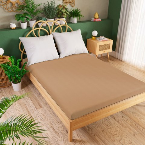 DREAMY PREMIUM Prześcieradło jersey z gumką, szerokość 220 x wysokość 200cm, kolor 013 jasny brązowy 100033/JEG/013/220200/1