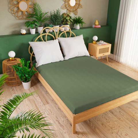 DREAMY PREMIUM Prześcieradło jersey z gumką, szerokość 90 x wysokość 200cm, kolor 016 szarozielony 100033/JEG/016/090200/1