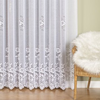 Firanka żakardowa ze wzorem pasowym, wysokość 250cm, kolor 001 biały 361740/000/001/000250/1