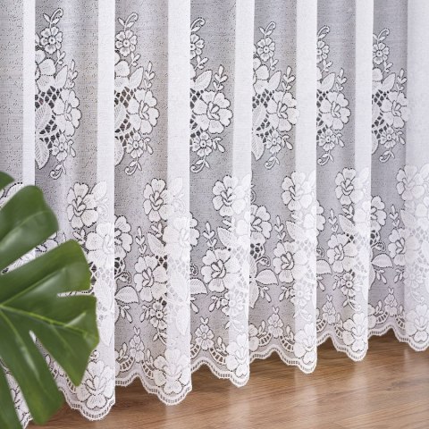 Firanka żakardowa ze wzorem pasowym, wysokość 250cm, kolor 001 biały 361740/000/001/000250/1