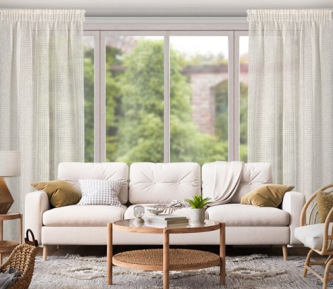 ZASŁONA GOTOWA NADIN NA TAŚMIE 140 X 270 CM NATURALNY