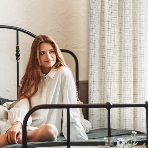 ZASŁONA GOTOWA NADIN NA TAŚMIE 140 X 270 CM NATURALNY