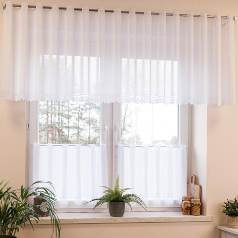 Zazdrostka żakardowa ze wzorem na samym dole, wysokość 70cm, kolor 001 biały 361930/000/001/000070/1