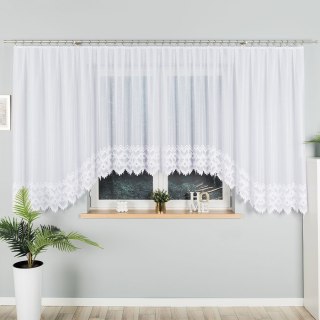 FELICJA Firanka żakardowa gotowa ze wzorem na samym dole, szerokość 600 x wysokość 160cm, kolor 001 biały 018989/FBL/001/600160/