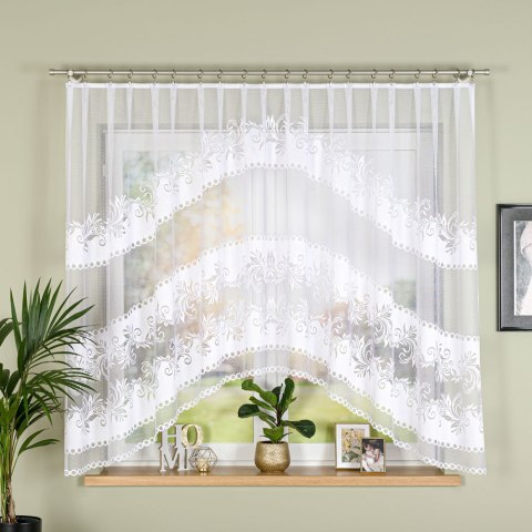 SŁAWOMIRA Firanka żakardowa gotowa, szerokość 300 x wysokość 160cm, kolor 001 biały 018074/FBL/001/300160/1