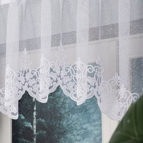 ŻANETA Firanka żakardowa odpasowana, szerokość 300 x wysokość 80cm, kolor 001 biały 181043/FOL/001/000081/1