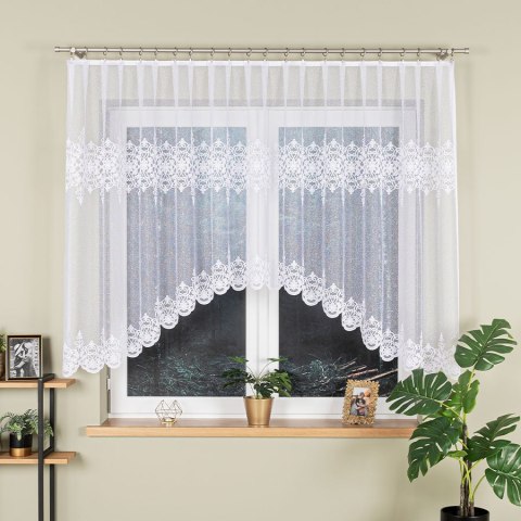 ŻANETA Firanka żakardowa odpasowana, szerokość 400 x wysokość 135cm, kolor 001 biały 181043/FOL/001/000132/1
