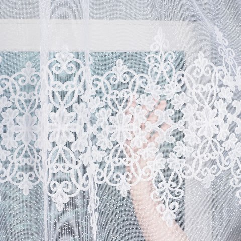 ŻANETA Firanka żakardowa odpasowana, szerokość 550 x wysokość 155cm, kolor 001 biały 181043/FOL/001/000153/1