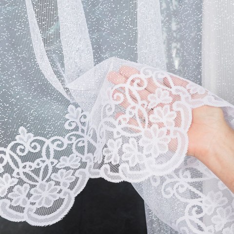 ŻANETA Firanka żakardowa odpasowana, szerokość 550 x wysokość 155cm, kolor 001 biały 181043/FOL/001/000153/1