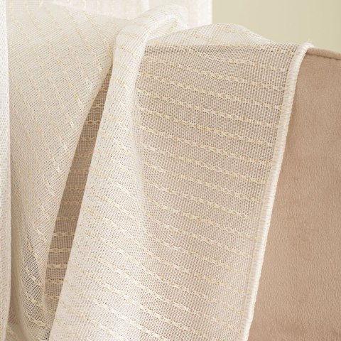 Firanka fantazyjna z ołowianką, wysokość 300cm, kolor 120 kremowy ze złotą nitką 002047/OLO/120/000300/1