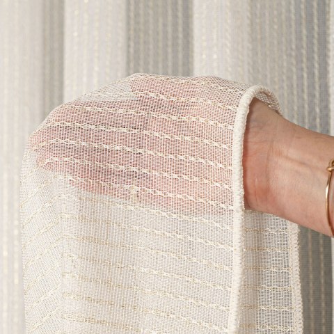 Firanka fantazyjna z ołowianką, wysokość 300cm, kolor 120 kremowy ze złotą nitką 002047/OLO/120/000300/1