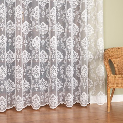 Firanka żakardowa ze wzorem po całości, wysokość 250cm, kolor 001 biały 022130/000/001/000250/1