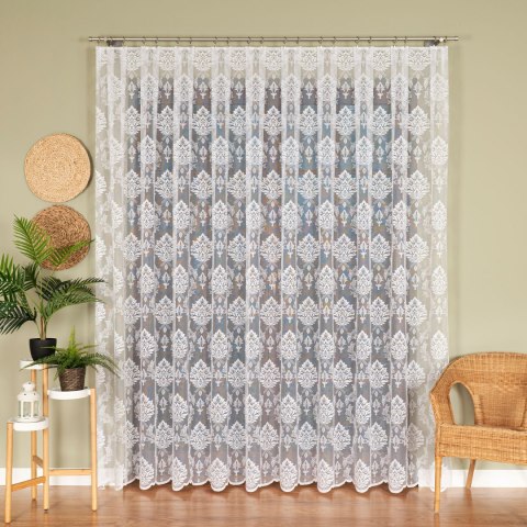 Firanka żakardowa ze wzorem po całości, wysokość 250cm, kolor 001 biały 022130/000/001/000250/1